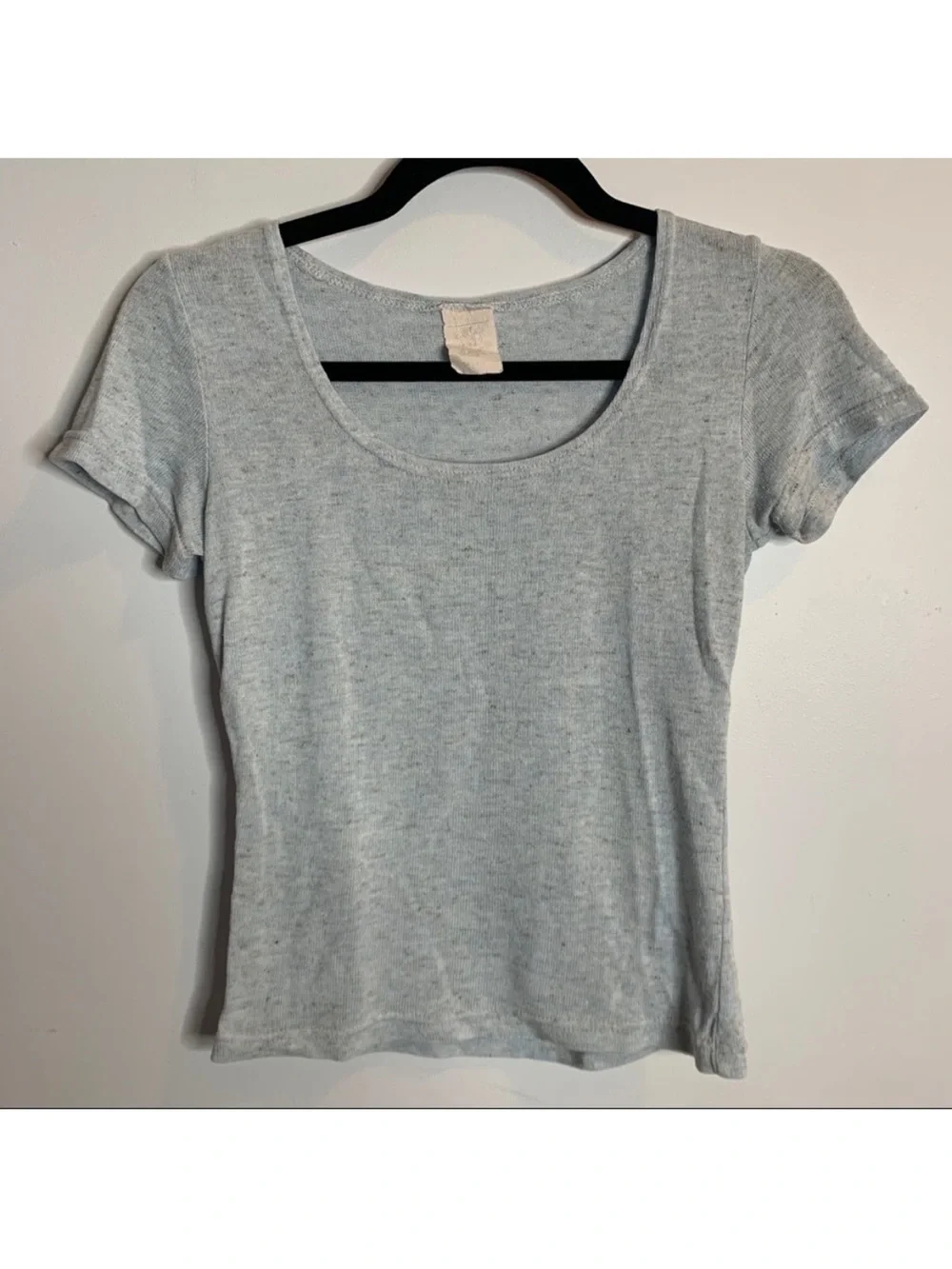 Classic Women's Scoop Neck Short Sleeve Top - Light Gray